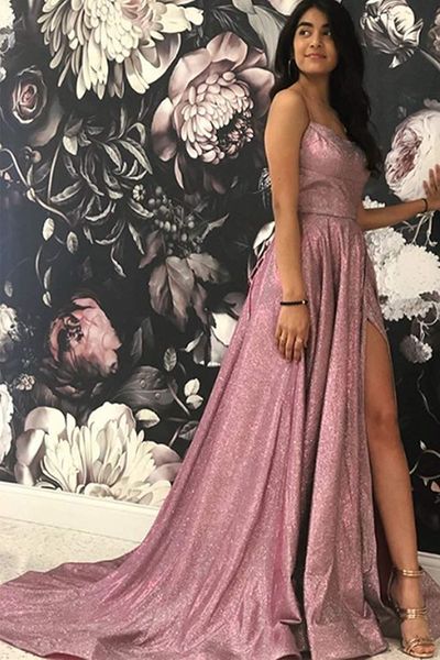 

2022 elegant long straps sequin prom evening dresses with slit backless floor length abendkleider formal party gown arabic dubai robe de soi, Black;red