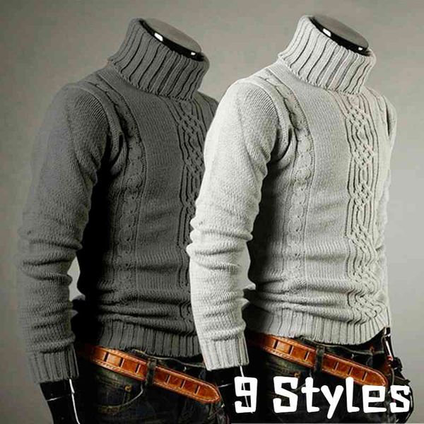 

winter men's turtleneck thicken sweater casual pullover, Black