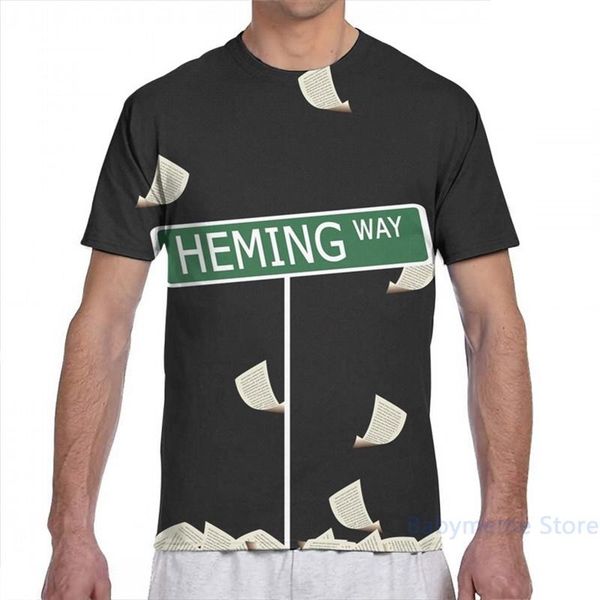 

hemingway men t-shirt women all over print fashion girl t shirt boy tees short sleeve tshirts, White;black