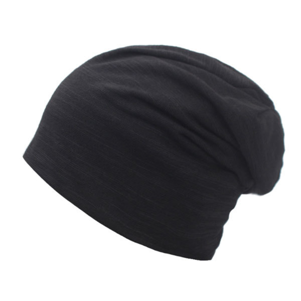 

beanies men's and women's striped hooded spring autumn thin turban hat cotton solid color pile breathable toe cap cloth