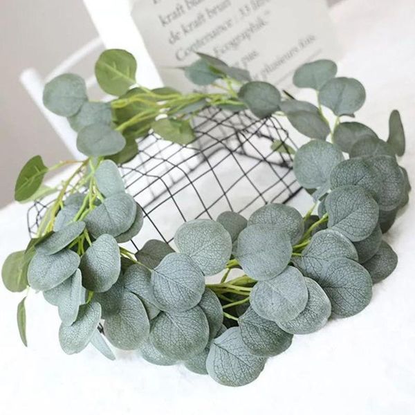 

decorative flowers & wreaths diy artificial eucalyptus vines faux silk silver dollar hanging garland greenery plant festival party supplies
