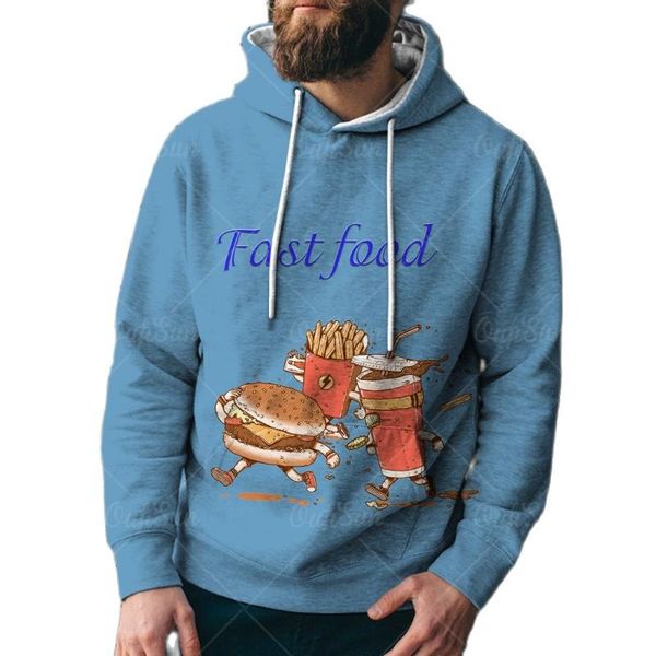 

men's hoodies & sweatshirts autumn 3d printing food drawing hoodie casual fun short sleeve oversized fashion sports, Black