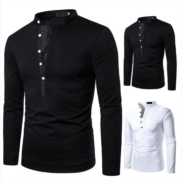 

long sleeve solid color men clothing autumn streetwear casual fashion, White;black