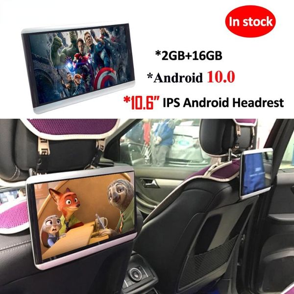 

car video 10.6 inch android 10.0 2gb+16gb headrest monitor 4k 1080p same screen wifi rear seat entertainment tablet