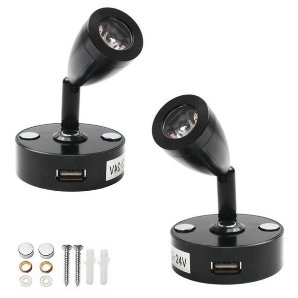 

wall lamp bedside spotlight reading with usb interface touch switch rv boat led light mounted camper trailer motorhome lighting