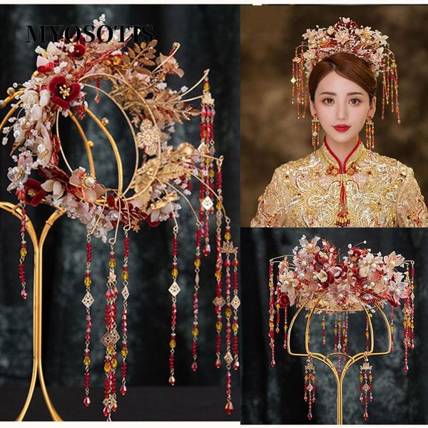 

hair clips & barrettes fashion arrival vintage chinese wedding queen handmade flower costoume stage show headbands accessories, Golden;silver