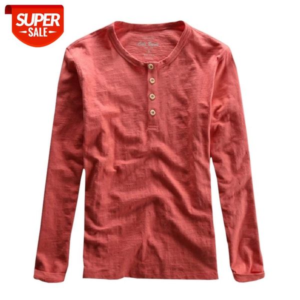 

retro t shirt men long sleeve casual red tees basic 100% cotton spring summer new o-neck solid color male clothing 2021 #fr3c, White;black