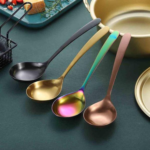 

spoons rainbow glitter tableware utensil stainless steel soup spoon drinking tool metal big dessert teaspoon gadget kitchen accessories