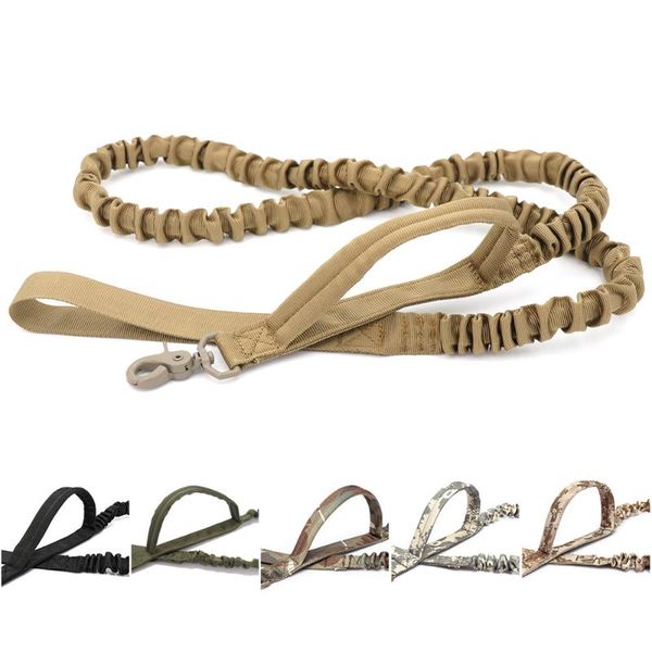 

dog collars & leashes tactical bungee leash 2 handle quick release cat pet elastic leads rope military training