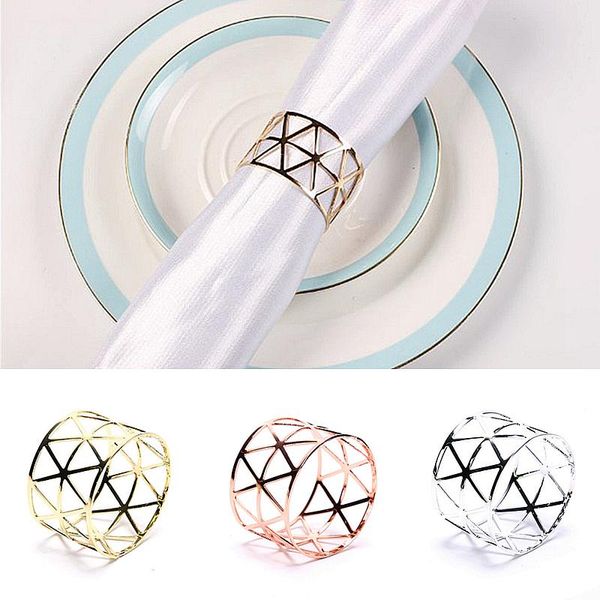 

napkin rings 1pc hollow out round gold wide metal holder for table decoration drop