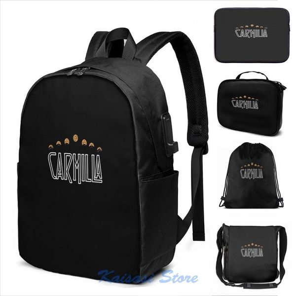 

backpack funny graphic print carmilla cookie usb charge men school bags women cosmetic bag travel laptop