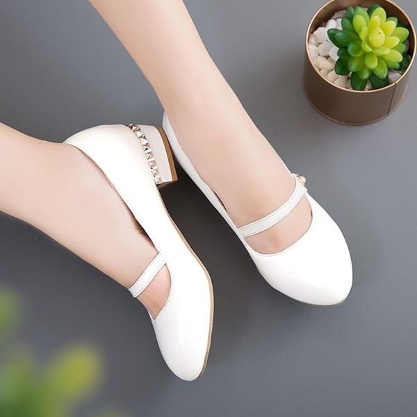 

dress shoes big size ladies high heels women woman pumps round-headed shallow thick-heeled single, Black