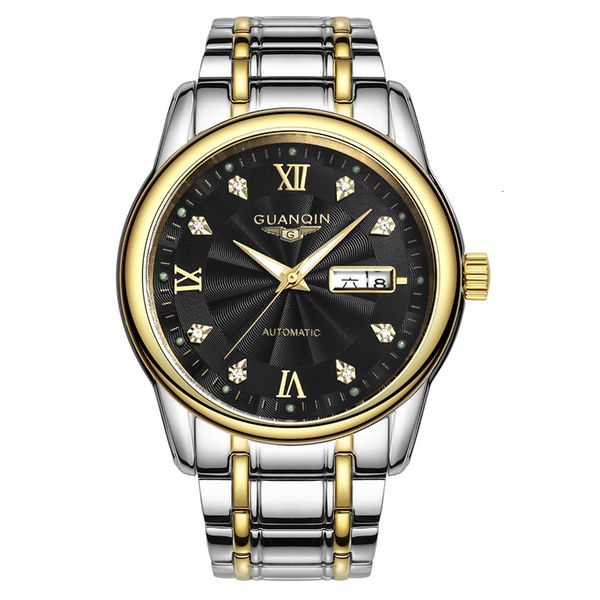

2021 guanqin gq10050 automatic watch nightlight mechanical male calendar waterproof and dust proof relogio masculino, Slivery;brown