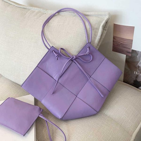 

evening bags 2 pds/set high capacity weave design pu leather totes for women 2021 fashion crossbody shoulder handbags and purses