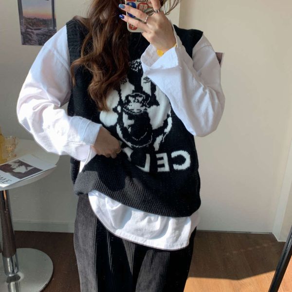 

knitted sweater waistcoat fashionable, loose lazy, waistcoat, women's sweater, shawl smock, White