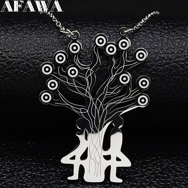 

pendant necklaces fashion boy and girl love stainless steel necklace for women/men silver color tree of life jewelry collares n516s01