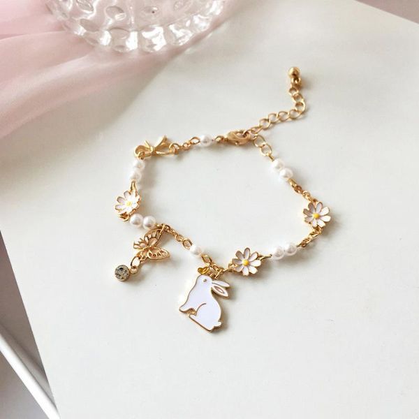 

charm bracelets butterfly cute cartoon flower pearls bracelet, Golden;silver