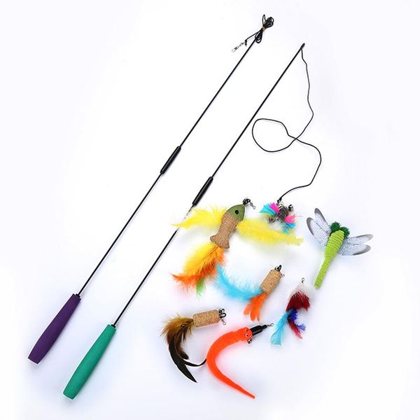 

cat toys fish toy set seven different replace fills assemble teaser feather and bell