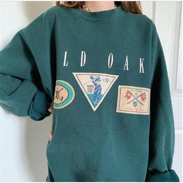 

women's hoodies & sweatshirts autumn 2021 street fashion women o-neck printing long sleeve harajuku hip hop casual vintage swea, Black