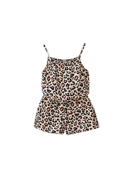 

clothing sets kids baby girls fashion sleeveless leopard +shorts set for children 2-piece outfit trend, White