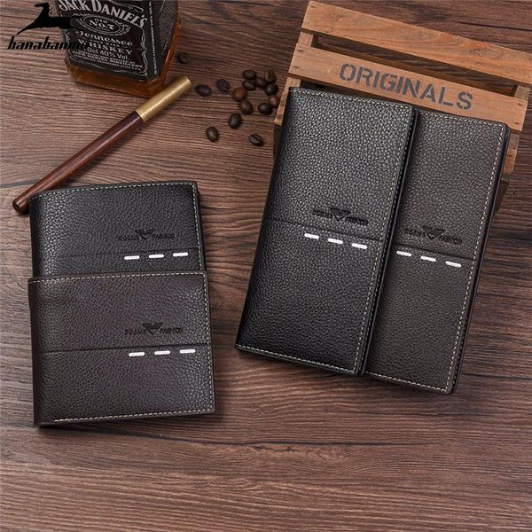 

wallets men's wallet long striped cartera hombre purse short zipper coin money bag porte feuille homme be made from natural leather, Red;black