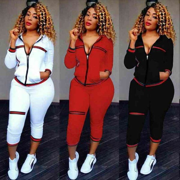 

womens 2pcs tracksuits set ladies brand autumn long sleeve casual o-neck hoodies long pants plus size, White