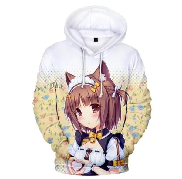 

women's hoodies & sweatshirts cute nekopara hoodie sweatshirt 3d cartoon boy girls casual anime pullovers children's clothing, Black