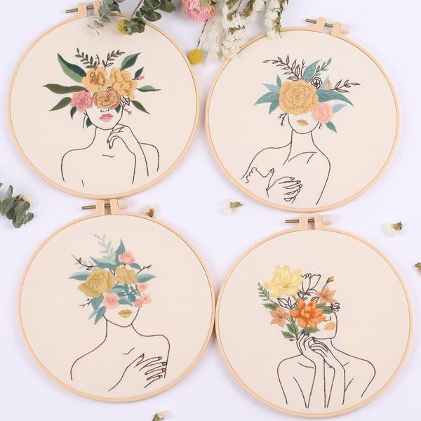 

other arts and crafts head of flowers embroidery kit diy needlework minimalist body art pattern needlecraft for beginner