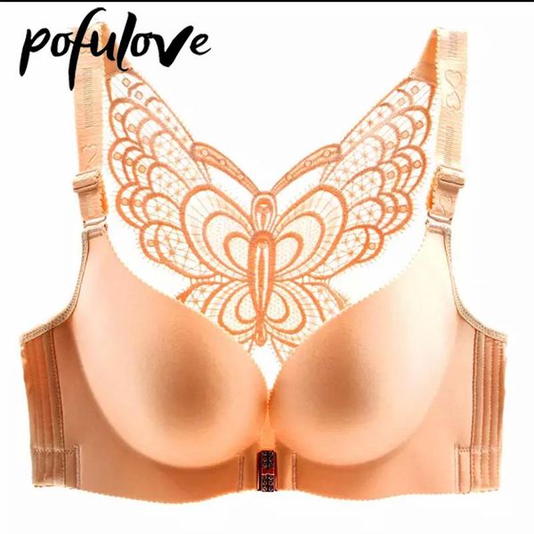 

bras butterfly lace for women front closure underwear plus size abcd cup push up bra wireless seamless bralette brassiere, Red;black