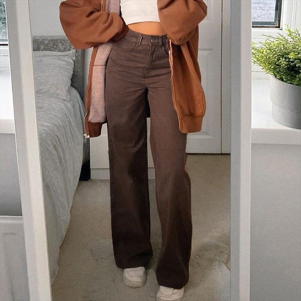 

fashion baggy jeans girls women capris high waist wide leg loose flare pencil denim pants trousers streetwear, Black;white