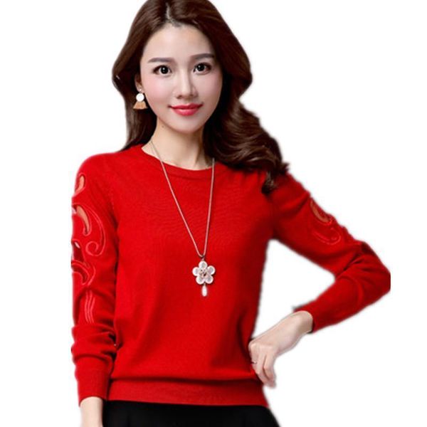 

female knitting 2021 new autumn femme korean version hollow out sweater all-match e0kr, White;black