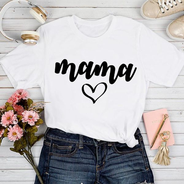 

women's t-shirt t-shirts women 2021 floral flower leopard sweet mom mother mama tshirt lady print clothes graphic female tee, White
