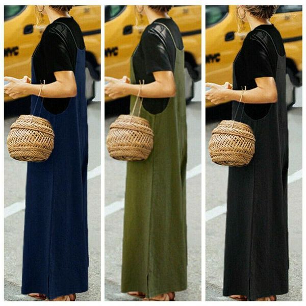 

women's jumpsuits & rompers autumn women ladies casual jumpsuit dungarees harem strap pants loose sleeveless solid color romper trouser, Black;white