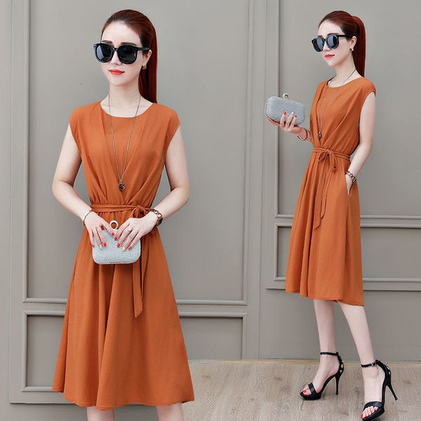 

2021 female summer vintage solid casual dress plus size high waist -4xl dressed in korean style f226 z5o8, Black;gray