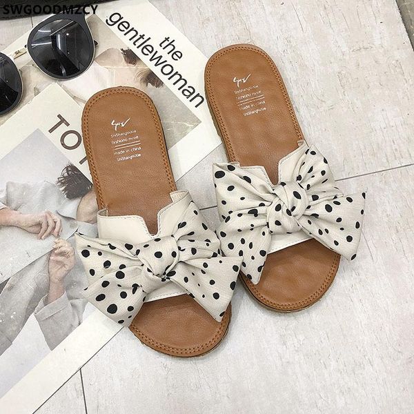 

slippers beach shoes woman ladies slides women designer summer 2021 butterfly knot zapatillas de mujer, Black