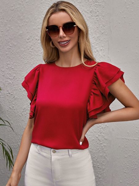 

butterfly sleeve solid a0yx#, White