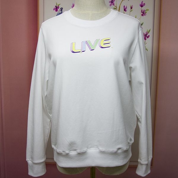 

women's 2021 new early autumn korean round neck pullover college style 3d printed cotton long sleeve sweater, Black