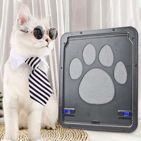 

cat carriers,crates & houses lockable dog footprint pattern puppy door screen flap gates home pet tunnel animals small gate