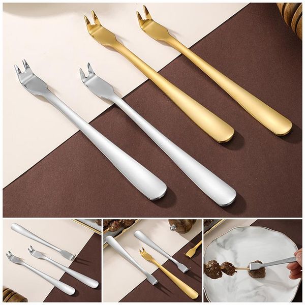 

forks mini stainless steel fork kitchen outdoor picnic barbecue remove gold silver color dinnerware tableware