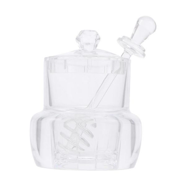 

spoons 1 set honey jar with dipper acrylic pot dispenser lid can syrup distributor