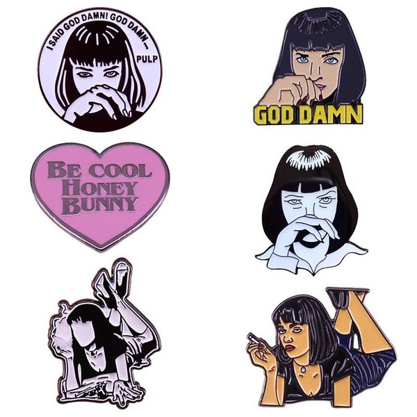

pins, brooches pulp fiction mia wallace custom lapel pin cool honey heart brooch 90s retro movie fans, Gray