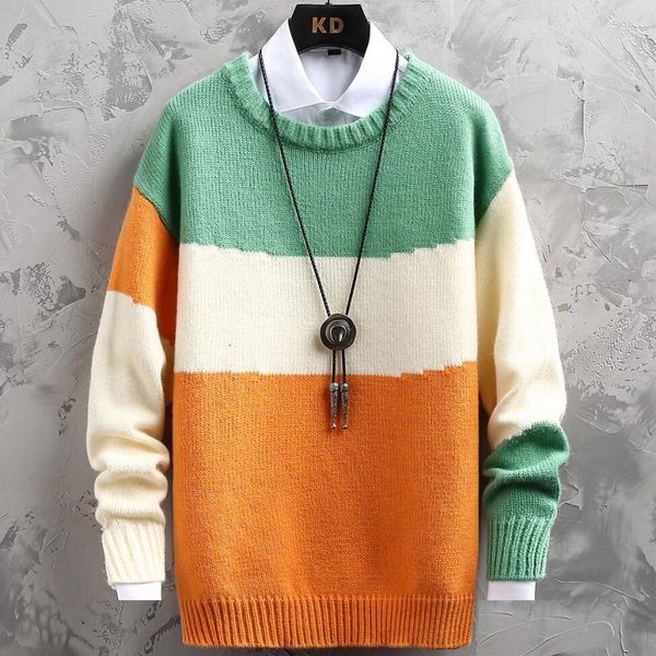 

men's sweaters thick winter sweater with warm patch for men, fashionable harajuku, christmas, round neck, 2021, White;black