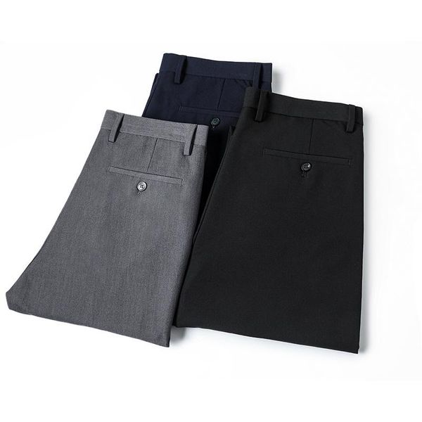 

men's suits & blazers summer business thin suit pants for men size 29-38 spring autumn male formal solid silk long dress office trouser, White;black