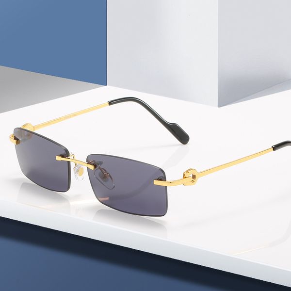 

viper glasses2021 new frameless sunglasses men's and women's square piece metal leg sunglasses fashion optical frame flat mirror, White;black