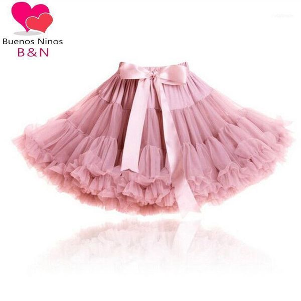 

skirts buenos ninos 2021 color rose pink 1-18 years girls pettiskirt fluffy chiffon princess dance party tutu skirt 91, Blue