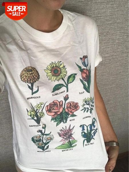 

sunfiz yf women vintage fashion floral blooms t-shirt cute aesthetic grunge printed tee sunflower rose shirt spring summer tees #xo8j, White