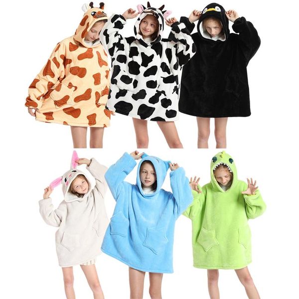 

hoodies & sweatshirts oversized hoodie wearable blanket sherpa warm sweatshirt for kids one sizes fits all roupa infantil menina, Black