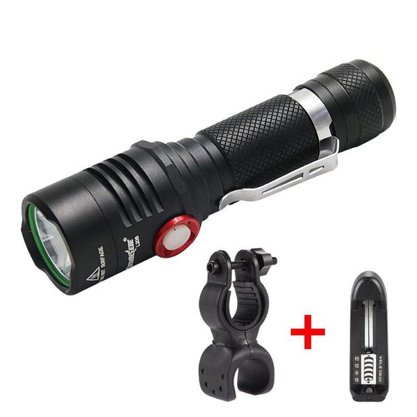 

6000lm 5 mode led torch lamp camping light+bicycle holder clip+ac wall charger
