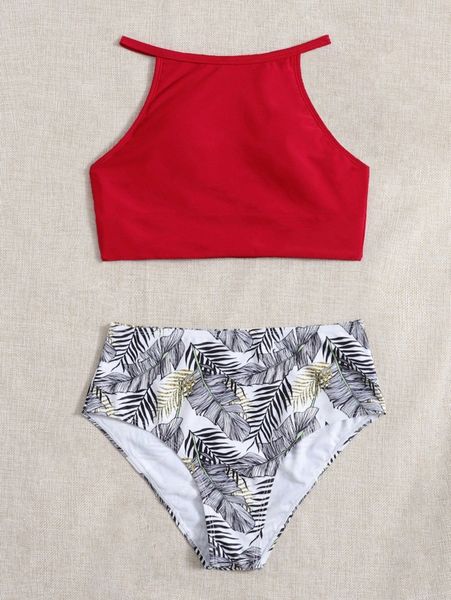 

tropical high waisted bikini swimsuit f9pi#, White;black