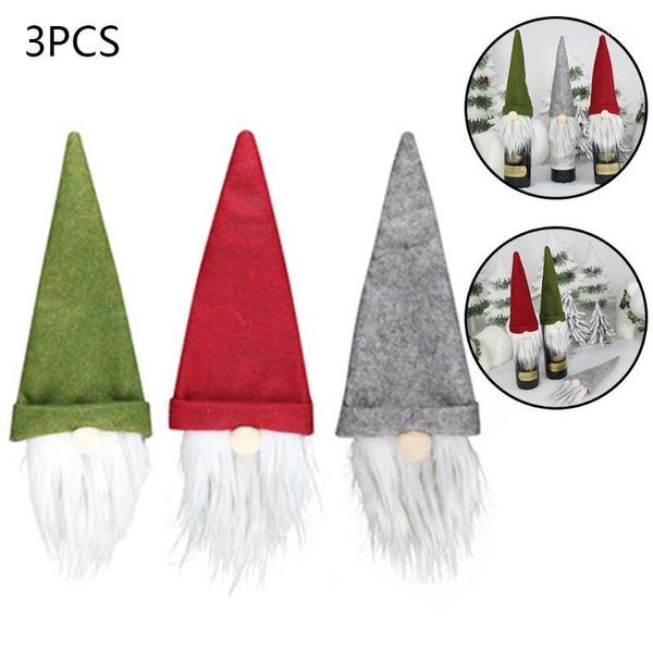 

christmas decorations 3pc faceless wine bottle cover 23*12cm champagne decorated bag gift pendant doll ornament door tree decoration